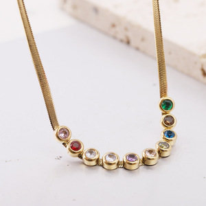 Fashion <b>Beaded</b> <b>Necklace</b> Gold 5Mm Round Zircon Minimalist Daily Wear - Product Image 1