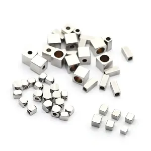 Wholesale Stainless Steel Multi Size Square Cube 2/2.5/3/5/6/8mm Loose Spacer Beads Connector DIY Bracelet Jewelry Making Part