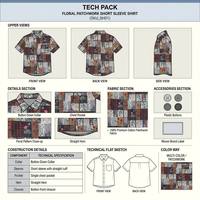 Chemise Homme Vintage Florale 100% Coton, Patchwork Bohème, Manches Courtes Boutonnées, Coupe Décontractée, Décontractée, Respirante, Idéale Été, Vente en Gros