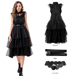 Abito da Donna per Cosplay di <span class=keywords><strong>Wednesday</strong></span> Addams, Vestito per Halloween, Carnevale, Abito da Sera Taglia Grande - Product Image 2