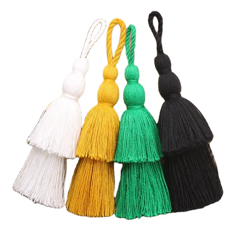 2024 12cm Long Cotton Tassel 2 Layers Design Color Tassel for DIY Craft Phone Pendant Key Chain Hanging Bag Garment Decoration