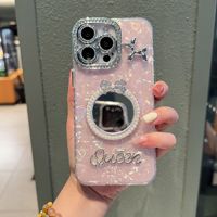Coques de téléphone en gros pour iPhone 18 17 PRO MAX 16 15 14 Plus, motif de cadre perforé, coque miroir pour femmes