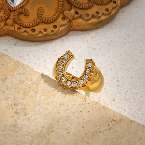 Dreamshow Schitterende Zirkoon U-vormige Hoefijzer <span class=keywords><strong>Ring</strong></span> Verguld Roestvrij Staal <span class=keywords><strong>Ring</strong></span> Sieraden AAA Zirkoon Sieraden - Product Image 4