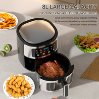 Friteuse à air à commande numérique 8L avec écran en acier inoxydable pour fenêtres visibles Mode de menu Source électrique Four à micro-ondes avec friteuse à air