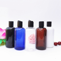 IBELONG - Botella de Plástico PET Cosmética Corta y Ancha de 250 ml, Color Azul, Blanco, Ámbar, Transparente y Negro, con Tapa a Presión, Proveedor de Envases