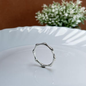 Anillo de banda con textura de bambú a la moda, joyería Bohemia Chic de Plata de Ley 925 - Product Image 2