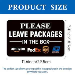 Letrero de Aluminio para Entrega Segura de Paquetes, Letrero 'Por Favor, Deje los Paquetes en la Caja' con Logotipos de FedEx, UPS y USPS, Letrero para Buzón de Correos - Product Image 2