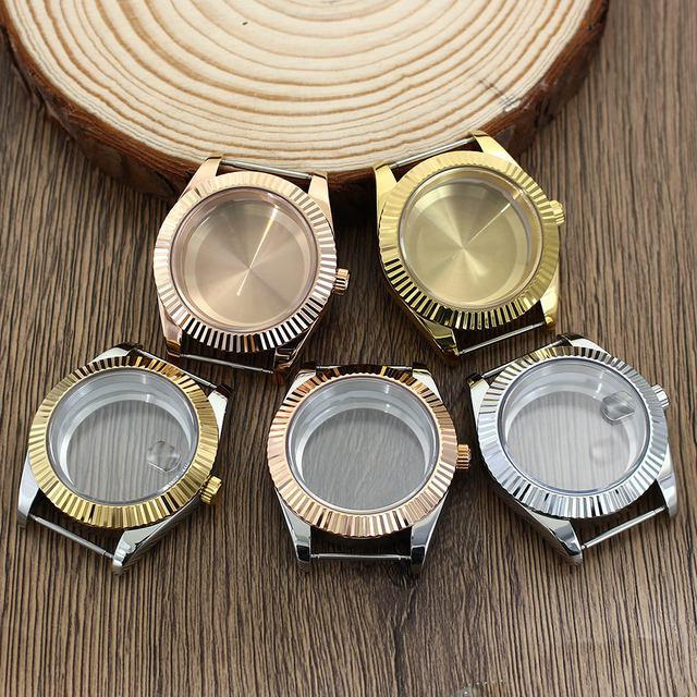 36/39mm Silvered Gold & Rose Gold Stainless Steel Watch Case for NH35 NH34 NH36 NH38 Miyota8215 Movement Waterproof Watch Parts