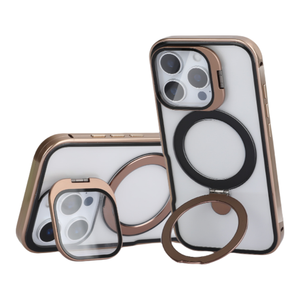 Étui transparent de support d'anneau magnétique de qualité supérieure pour iPhone 15 16 Pro Max Plus avec protecteur d'écran cadre en métal en aluminium couverture antichoc - Product Image 1