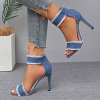 W603-2 nouveau pour 2025 dames Denim Cool Design talon haut femmes sandales grande taille 35-43 ventes directes d'usine