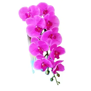 Lazer orkide bitkiler toptan yüksek kalite 9 kafa plastik pu yapay orkide bitkiler vazo düğün cymbidium orkide