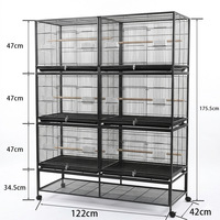 Cage d'élevage pour perroquets sur mesure, à trois niveaux, empilable, extra-large, avec roues universelles mobiles, modèle 012