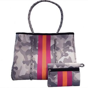 กระเป๋าโท้ทน้ำขนาดใหญ่พิเศษ ทำจากนีโอพรีน สำหรับผู้หญิง แฟชั่นฤดูใบไม้ผลิ ฤดูร้อน ฤดูใบไม้ร่วง ใช้ได้ทั้งออกกำลังกายและไปทะเล - Product Image 6