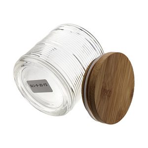Pote de Vidro Transparente Personalizado com Logotipo em Relevo e Tampa de Bambu com Vedação Hermética para Creme Cosmético, Velas DIY e Armazenamento na Cozinha - Product Image 3