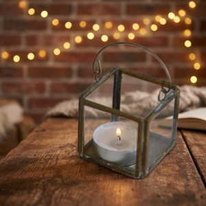 <b>Brass</b> <b>Lantern</b> With Glass Panels And Handle For Tea Light Candle Holders Home Decoration Heat Resistant - Product Image 2