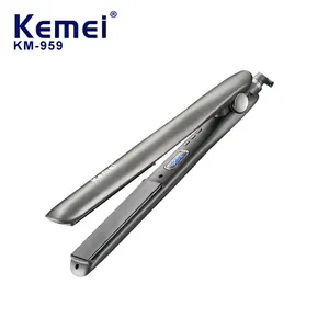 Kemei-Plancha de pelo con panel de ensanchamiento Ptc de calentamiento rápido, con ajuste de temperatura, LCD