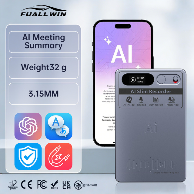 Smart AI Voice Recorder with ChatGPT Summary Mind Map 152 Languages Translation MP3 32kbps 35 Hours Recording 32GB/64GB Storage