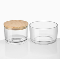 Bocaux à bougies en verre cylindriques transparents, courts, larges et droits, avec couvercles en bambou naturel scellés, en vrac pour le bricolage