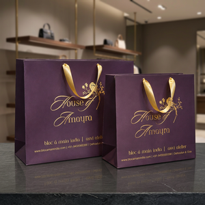 Sacs cadeaux en papier de luxe en gros avec poignées en ruban à marquage métallique pour bijoux, cadeaux de mode et emballages de détail - Product Image 4