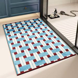 Alfombra de Baño de Tierra de Diatomeas, Rectangular, con Patrón Geométrico, Absorbente, Antideslizante, Estilo Retro, 8.28 x 1 H - Product Image 1