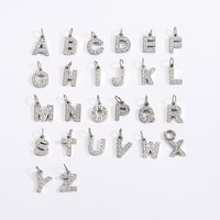 Pendentifs en acier inoxydable plaqué or avec zircon, 26 lettres anglaises de l'alphabet, breloques initiales pour la fabrication de colliers, bracelets et bijoux DIY
