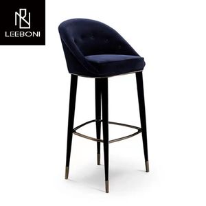 <span class=keywords><strong>Leon</strong></span> Home Real Good Barstool Villa Furniture Vintage Simple Barstool Curved-Back Fabric Counter Stool - Product Image 2