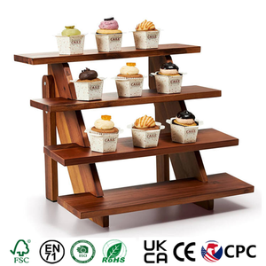 Support de buffet à desserts à 4 étages, tour en bois, plateaux de service alimentaire, support à cupcakes à 3 niveaux <span class=keywords><strong>pour</strong></span> la décoration de fête - Product Image 1