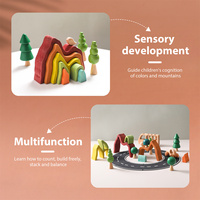 Jouets en bois empilables personnalisés, blocs d'empilage arc-en-ciel, jouets en bois, blocs de construction en forme de vague de mer, jouets éducatifs Montessori