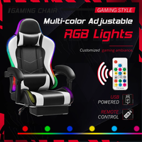 Chaise ergonomique de jeu de course à LED de massage Chaise de jeu d'ordinateur Silla Gamer en cuir Pu avec lumières et haut-parleurs