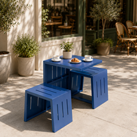 Ensemble de table et bancs de jardin pliants en aluminium blanc à lattes, résistant aux intempéries, pour l'extérieur