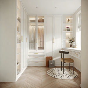 โรงงานขายส่งตู้เสื้อผ้าคุณภาพสูงสำหรับวิลล่าและอพาร์ทเมนต์ ตู้เสื้อผ้าแบบวอล์กอินสไตล์มินิมอลแบบโมดูลาร์สั่งทำได้ - Product Image 4