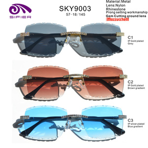 Kính Râm Sang Trọng Uv400 Không Vành Hình Chữ Nhật Thiết Kế Tùy Chỉnh Kính Râm Kim Cương Giả - Product Image 6