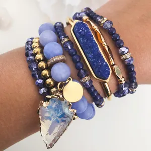 Joyería personalizada Bohemia para mujer joven, pulsera con cuentas de lapislázuli de cristal curativo de aromaterapia Natural - Product Image 1