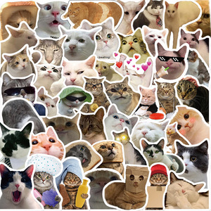 56 pièces/feuille chat Meme étanche vinyle autocollants drôle chaton Expression pour la décoration <span class=keywords><strong>de</strong></span> la maison Logo personnalisé impression sur casque d'ordinateur portable - Product Image 4