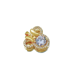 [Ouro Verdadeiro de Cobre] Pingente de Urso de Pelúcia com Laço, Joia Artesanal DIY Transfronteiriça da Moda, Microincrustado com Zircônio, Compatível - Product Image 1