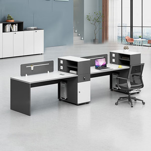 Dapat disesuaikan baru sederhana Perusahaan furnitur kantor 4 Orang meja kantor meja komputer meja kerja Morden meja kerja - Product Image 4