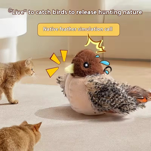 Şarj Edilebilir Elektrikli Simülasyon Kuş İnteraktif Evcil Hayvan Peluş Yıkanabilir Dolgulu Oyuncaklar Kedi Köpek için - Product Image 3