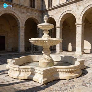 Fontane da Giardino in Marmo Bianco Scolpite a Mano, Grandi Statue in Pietra per Decorazione Esterna Personalizzata - Product Image 4