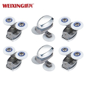 Dễ dàng cài đặt Chrome vòi hoa sen bánh xe phòng tắm vòi sen phần cứng thép không gỉ trượt vòi hoa sen cửa con lăn - Product Image 3