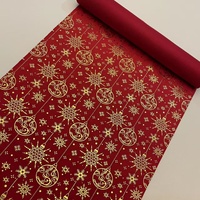Nappe jetable personnalisable en velours rouge nordique doré, motif drapeau, pour décoration de Noël GT-01