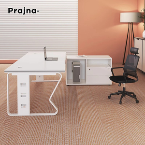 Mesa en Manager Boss CEO Manager Escritorio en forma de L Mesa de oficina ejecutiva de madera blanca para muebles de oficina - Product Image 3