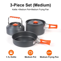 Ensemble de 3 ustensiles de cuisine de camping en plein air, poêle antiadhésive en aluminium, bouilloire, ensemble de cuisine pour la randonnée et le pique-nique, OEM personnalisé, portable