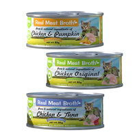 Vente en gros de vrai bouillon de viande 3oz de nourriture humide pour chat 85g d'ingrédient naturel sain et sans grains recette délicieuse de thon au poulet et à la citrouille