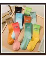 Chaussettes en coton dégradé unisexe Aurora avec broderie de lettres, respirantes, décontractées, sport, streetwear, tendance, haute qualité