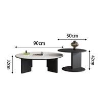 Ensemble de tables basses gigognes contemporaines avec plateau en verre durable et cadre en bois, hauteur réglable, mobiles, décoratives et convertibles pour salon