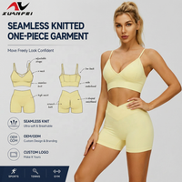 Ensemble de yoga sans couture pour femme, 2/3 pièces, tenue de sport taille haute avec contrôle du ventre, vêtements de gym anti-transparence pour squats, ensemble de fitness et de course