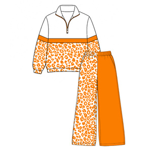 Conjuntos Deportivos Personalizados para Equipos de Fútbol, Sudadera con Cierre y Pantalones Rectos con Estampado de Leopardo para Niñas, Ropa al por Mayor para Boutiques - Product Image 3