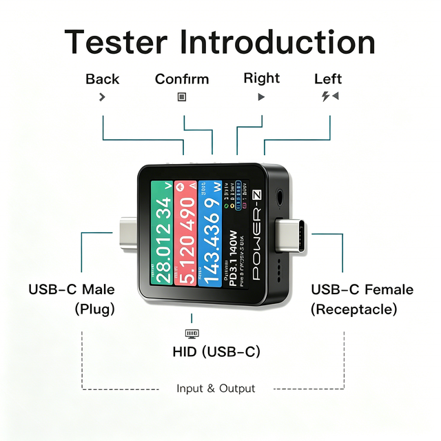KM003C  ChargerLAB POWER-Z USB PD3.1 Protocol PPS 50V 6A Range Dual Type-C USB Capacity Tester