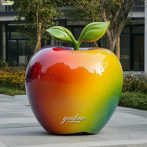 Grandes espacios al aire libre Estatuas gigantes de fibra de vidrio Escultura de manzanas verdes - Product Image 3