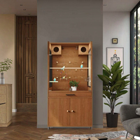 Cage à oiseaux en bois de luxe, grande volière en verre pour perroquets avec nichoir pour pigeons, cage de reproduction pour oiseaux d'hôtel et accessoires